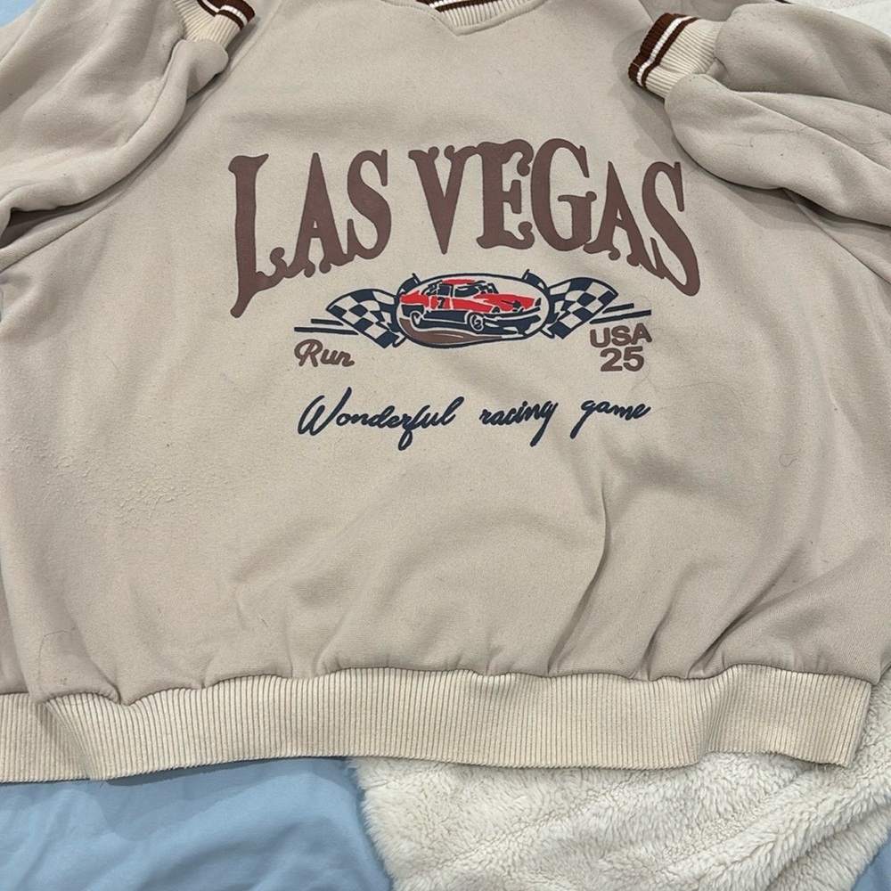 Las Vegas Graphic Men's Sweater - Cream